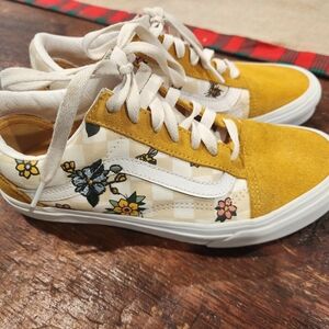 Floral Yellow Women's Vans Sneakers